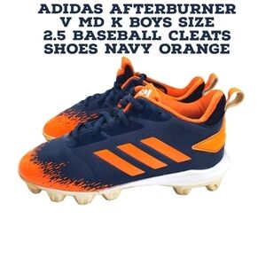 Adidas Afterburner V MD K Boys Size 2.5 Baseball Cleats Shoes Navy Orange